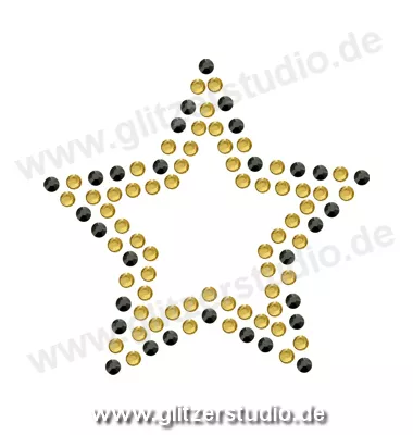 Stern Bügelbild 'Stern7-67 gold schwarz' auf Transferfolie 2116
