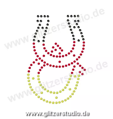 Strass Schwarz Rot Gold 'Zwei Hufeisen - DE' aus Glitzersteine 2424