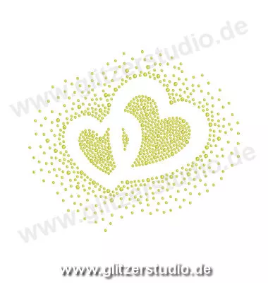 Hotfix Bilder 'Zwei Herzen gross gelb' mit Strasssteine 5203
