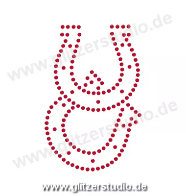 Design aus Strass 'Zwei Hufeisen rot' aufbügeln 5404
