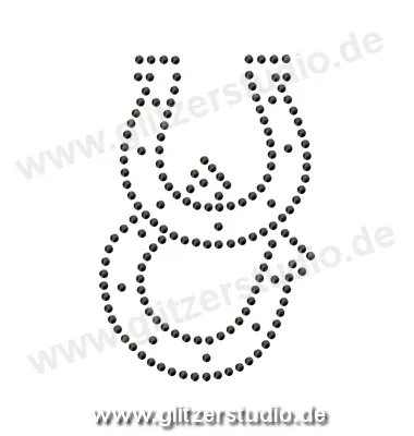 Design aus Strass 'Zwei Hufeisen schwarz' aufbügeln 5405