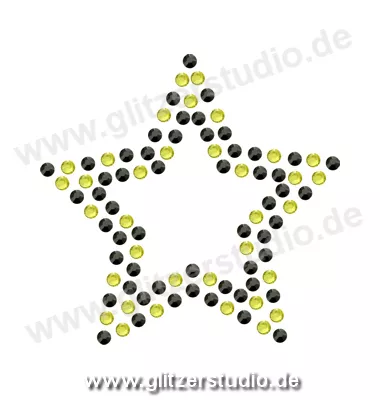 Sterne aus Strass 'Stern7-47 schwarz gelb' zum aufbügeln 2096