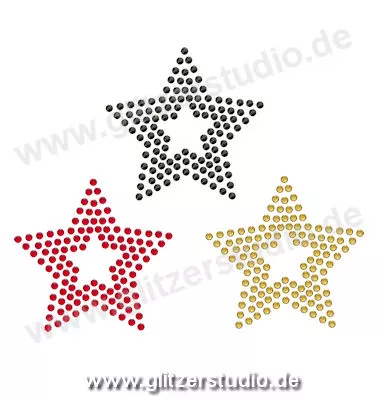 Strass Schwarz Rot Gold 'Drei Sterne2' aus Glitzersteine 2437