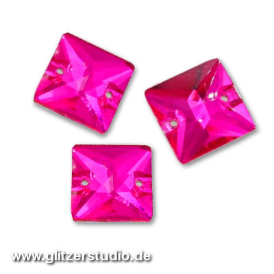 6 Aufnähsteine aus Glas Quadrat ANS-5240-3 pink