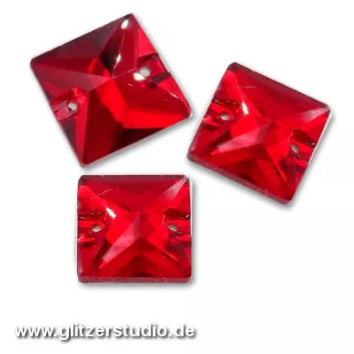 6 Aufnähsteine aus Glas Quadrat ANS-5240-6 rot