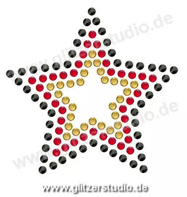 Strass Schwarz Rot Gold 'Stern7-dreireihen' aus Glitzersteine 2438