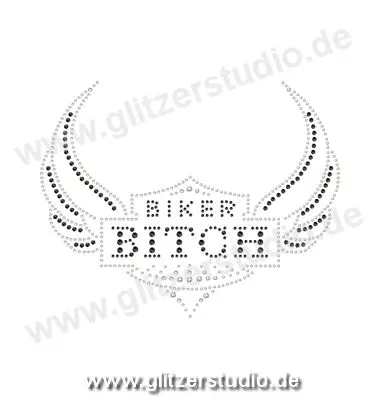 Glitzernde Motive 'Biker Bitch' aus funkelnden Strass 2248