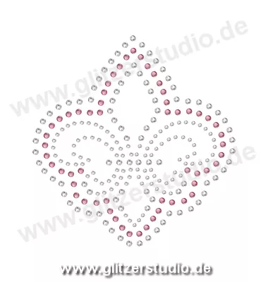 Design aus Strass 'Fleur de Lis4 rosa' aufbügeln 5414