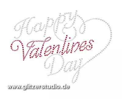 Bügelmotive 'Happy Valentins Day' mit Strasssteine 1307