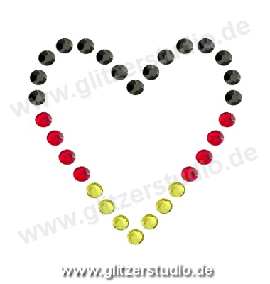Strass Schwarz Rot Gold 'Herz1 - DE' aus Glitzersteine 2409
