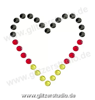 Strass Schwarz Rot Gold 'Herz1 - DE' aus Glitzersteine 2409