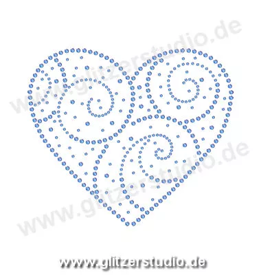 Hotfix Bilder 'Herz Design blau' mit Strasssteine 5216