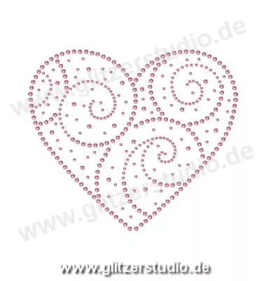 Hotfix Bilder 'Herz Design rosa' mit Strasssteine 5213