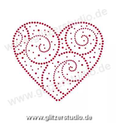 Hotfix Bilder 'Herz Design rot' mit Strasssteine 5212