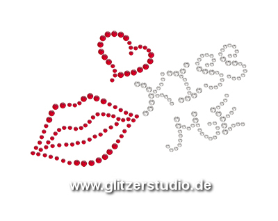SUPERDANT Strass-Aufkleber Zum Aufbügeln – Lippen-Motiv Mit 'Kiss Me'