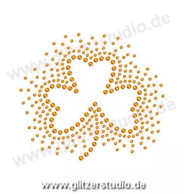 Design aus Strass 'Kleblatt1 orange' aufbügeln 5433