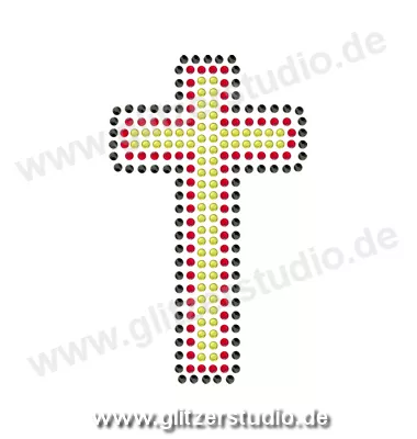 Strass Schwarz Rot Gold 'Kreuz - DE' aus Glitzersteine 2413