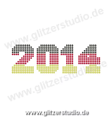 Strass Schwarz Rot Gold 'Schrift 2014 - DE' aus Glitzersteine 2418