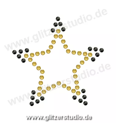 Stern Bügelbild 'Stern13-8 schwarz gold' auf Transferfolie 2124
