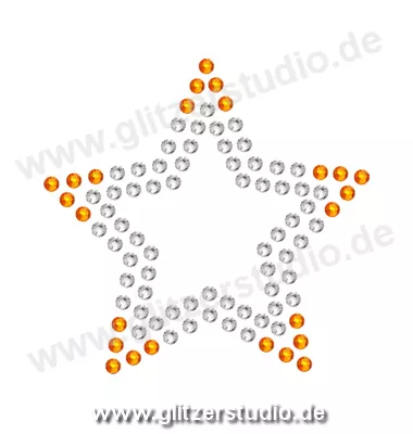 Sterne aus Strass 'Stern7-35 orange' zum aufbügeln 2085
