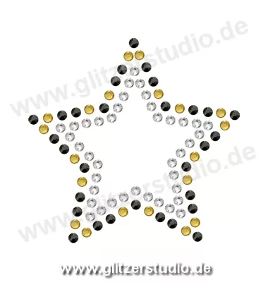 Sterne aus Strass 'Stern7-41 schwarz gold crystal' zum aufbügeln 2090