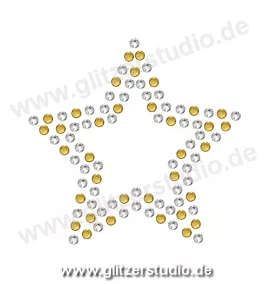 Sterne aus Strass 'Stern7-46 crystal gold' zum aufbügeln 2095