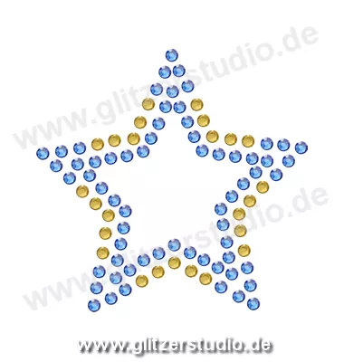 Stern Bügelbild 'Stern7-55 blau gold' auf Transferfolie 2104