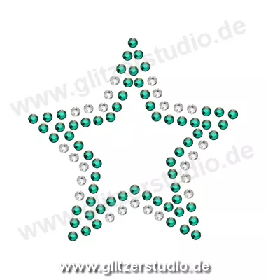 Stern Bügelbild 'Stern7-57 crystal grün' auf Transferfolie 2106