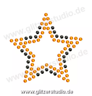 Stern Bügelbild 'Stern7-60 schwarz orange' auf Transferfolie 2109