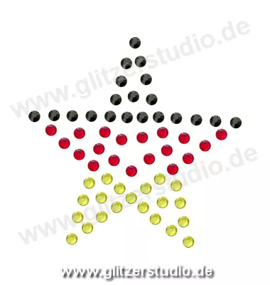 Strass Schwarz Rot Gold 'Stern - DE' aus Glitzersteine 2419