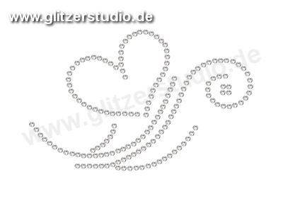 STRASS Motiv Herz-Ornament hotfix Strasssteine zum Aufbügeln Bügelbild 