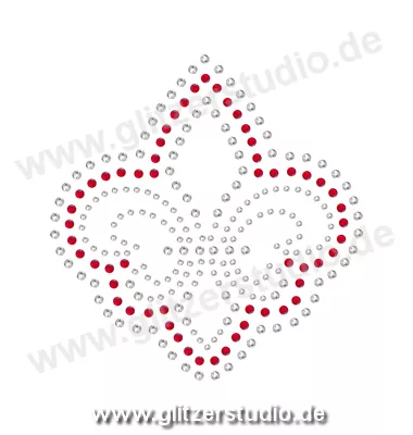 Design aus Strass 'Fleur de Lis4 rot' aufbügeln 5415