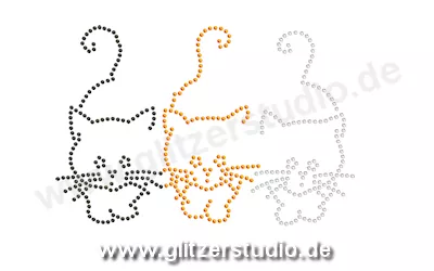 Strass Glitzermotive '3 Katzen' zum aufbügeln für Ihre Ideen 5700