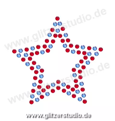 Stern Bügelbild 'Stern7-66 blau rot' auf Transferfolie 2115