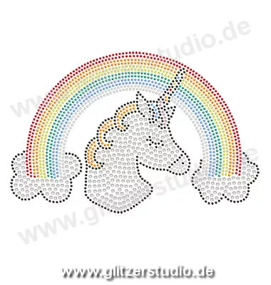 Motive aus Hotfixstrass 'Einhorn-Regenbogen' aus Strass zum aufbügeln 2638