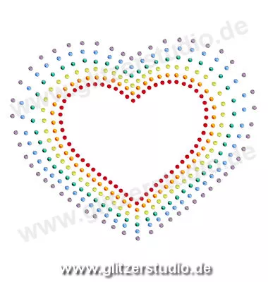 Motive aus Hotfixstrass 'Regenbogen-Herz-ss6' aus Strass zum aufbügeln 2615