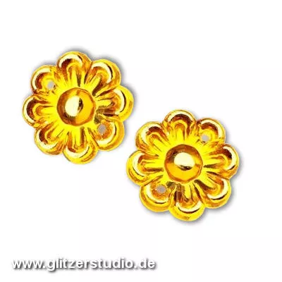 2 Aufnähsteine aus Resin Blumen ANS-1020-5 gelb