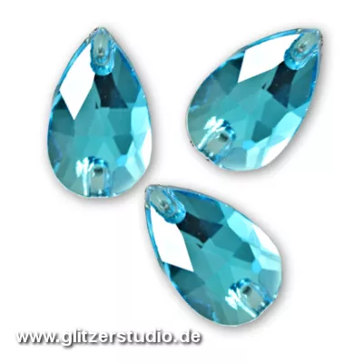 6 Steine zum aufnähen Tropfen ANS-3065-5 hellblau