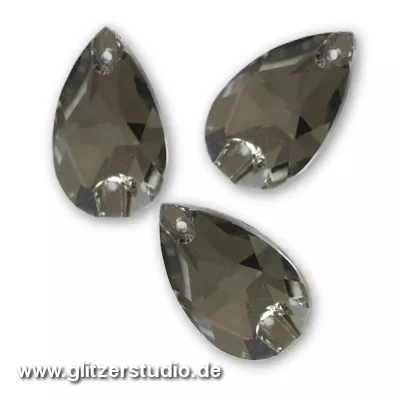 6 Steine zum aufnähen Tropfen ANS-3065-9 grau