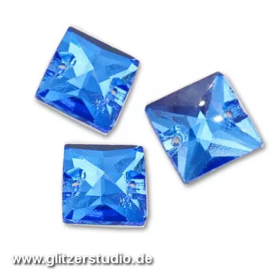 6 Aufnähsteine aus Glas Quadrat ANS-5240-2 blau
