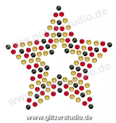 Strass Schwarz Rot Gold 'Stern7-dreireihen2' aus Glitzersteine 2434