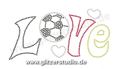 Strass Schwarz Rot Gold 'Fussball Love - DE' aus Glitzersteine 2404