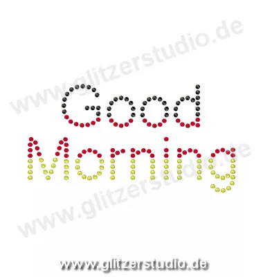 Strass Schwarz Rot Gold 'Good Morning - DE' aus Glitzersteine 2406