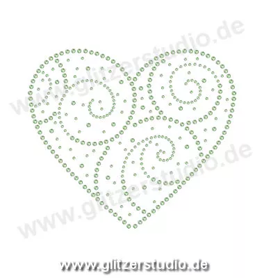 Hotfix Bilder 'Herz Design hellgrün' mit Strasssteine 5210