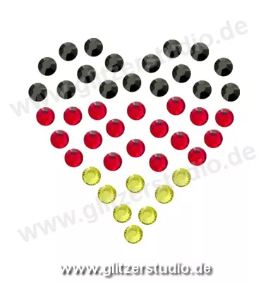Strass Schwarz Rot Gold 'Herz - DE' aus Glitzersteine 2407