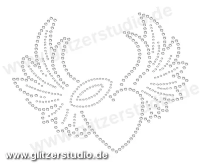 Hotfix Motive zum aufbügeln 'Herz mit Flügel2' mit Glitzersteine 1514