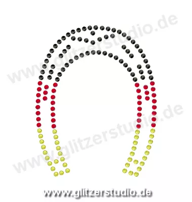 Strass Schwarz Rot Gold 'Hufeisen - DE' aus Glitzersteine 2410