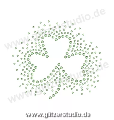 Design aus Strass 'Kleblatt1 hellgrün' aufbügeln 5434