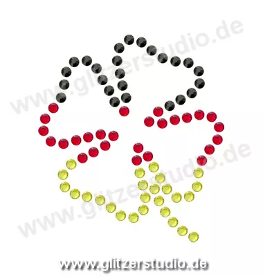 Strass Schwarz Rot Gold 'Kleeblatt - DE' aus Glitzersteine 2411