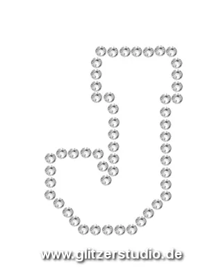 Buchstaben aus Glitzersteine J zum aufbügeln BKO-ss6-J